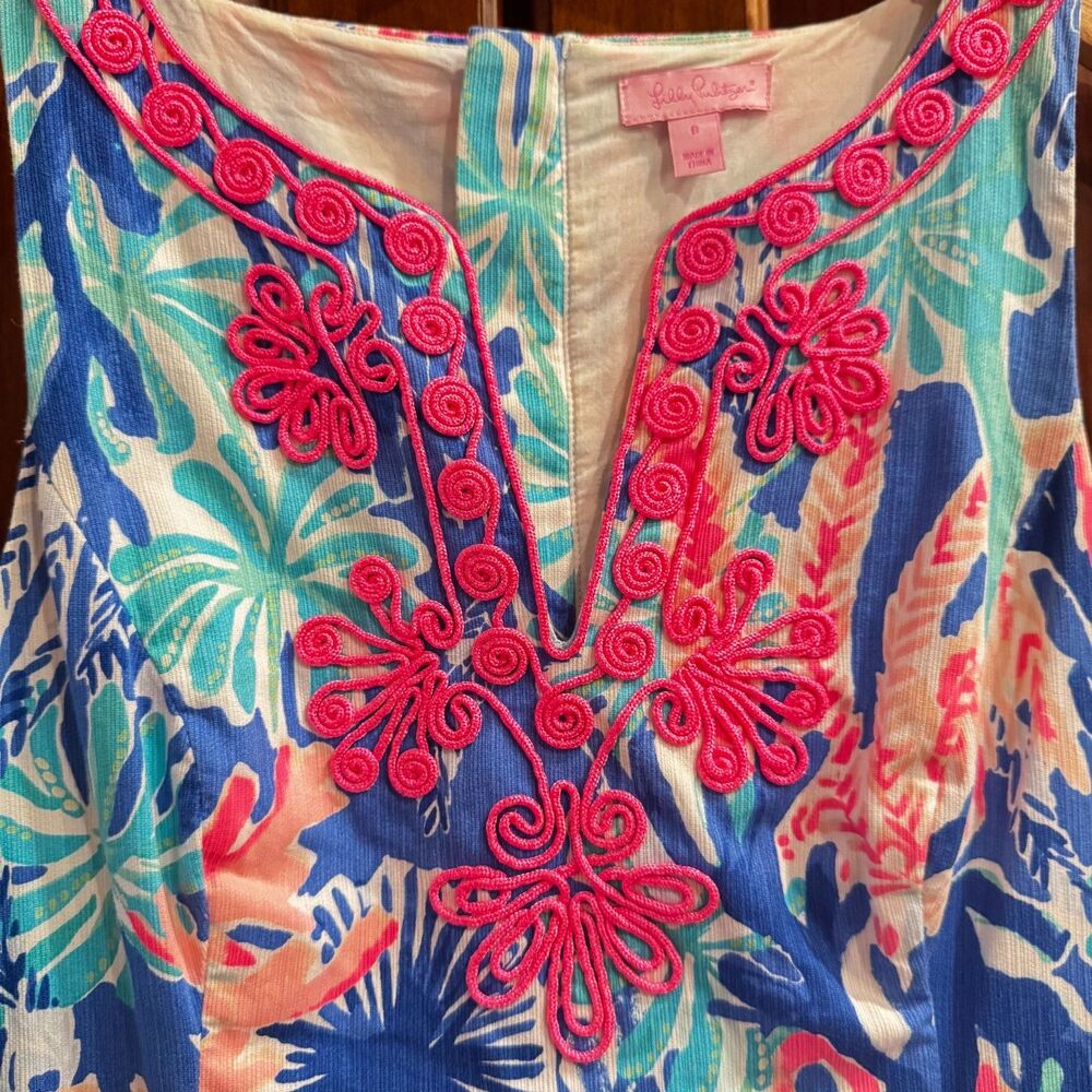 Lilly Pulitzer Gabby Shift Dress Multi Jet Stream Tropical Print Size 8 - Picture 5 of 16